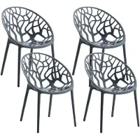 CLP Lot de 4 chaises de jardin « Hope » avec dossier, empilables, résistantes aux intempéries et aux UV, jusqu'à 150 kg, couleur anthracite