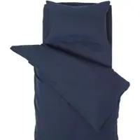 Homescapes Parure de lit en lin pour enfants, lot de 2, bleu foncé