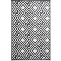 Homescapes Tapis d'extérieur résistant aux intempéries, noir et blanc, 120 x 186 cm, tapis de balcon à motifs géométriques, tapis de jardin réversible
