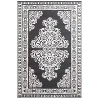 Homescapes Tapis d'extérieur résistant aux intempéries, noir et blanc, 120 x 186 cm, tapis de balcon à motifs orientaux, tapis de jardin réversible