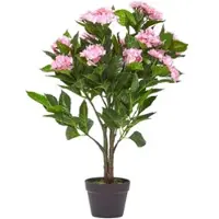 Homescapes Hortensia artificiel rose en pot, 85 cm