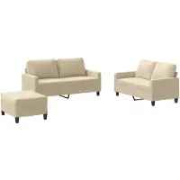 vidaXL Ensemble de canapés 3 pièces avec coussins Crème Tissu