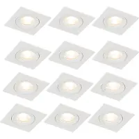 QAZQA Lot de 12 spots encastrés carrés blancs GU10 50 mm IP44 - Xena