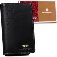 Peterson | Grand porte-monnaie en cuir, pour femmes avec RFID, cuir naturel, noir, 9x14 cm