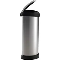 Curver Poubelle 40 L 34 X 28 Xx H68 Cm Argent-noir - Deco Bin -