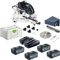 Festool Scie à onglet sans fil KAPEX KSC 60 EB-Basic 18 V / 36 V 216 mm Brushless + 4 batteries 8,0 Ah + chargeur double + Systainer