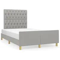 DKD Home Decor Cadre de lit avec tête de lit gris clair 120x190 cm Tissu