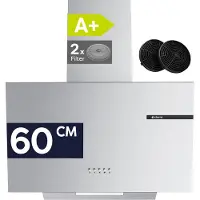 CIARRA Hotte aspirante inclinée 580 m³/h Max. 60 cm 3 niveaux, recyclage et évacuation d'air VM6765AS