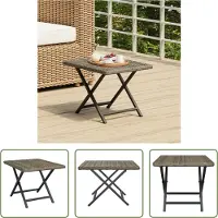 The Living Store Table pliante Gris 45x35x32 cm Poly rotin