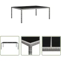The Living Store Table à manger de jardin Gris 200x150x74 cm Poly rotin