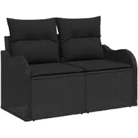 vidaXL Canapé de jardin avec coussins Noir 121 x 62 x 69cm Poly-Rotin