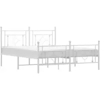 vidaXL Cadre de lit avec tête et pied de lit en métal blanc 150x200 cm