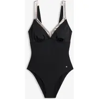 Bonprix Maillot sculptant à détails argentés, maintien modéré