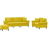 vidaXL Ensemble de canapés 3 pièces avec coussins Velours jaune