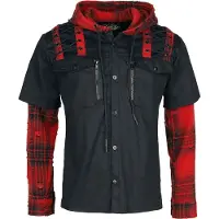 Vixxsin Chemise manches longues Gothic de - Ellery - Chemise Rouge & Noire - S - 4XL - pour Homme - noir/rouge - Taille S