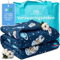 EL Life Ella Couverture lestée pour enfant 2,4kg - 90 x 120cmt - OEKO-TEX Coton - Espace & Astronautes