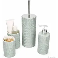 MamboCat Ensemble de salle de bain 4 pièces Lenora menthe : gobelet, distributeur de savon, brosse de toilette