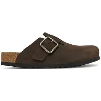 Birkenstock pour homme. 1032760 Sabots en Cuir Boston Wire Buckle (Coupe Régulière) marron (41), Plat, Nubuck, Aucun, Casuel