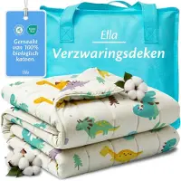 EL Life Ella Couverture lestée Enfant 2.4kg - 90 x 120cm - Couverture lourde - OEKO-TEX Coton - Dino