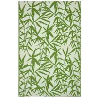 Homescapes Tapis d'extérieur résistant aux intempéries, vert et blanc, 180 x 270 cm, tapis de jardin Zena à motifs floraux, tapis de balcon réversible