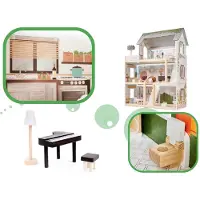 Kik LULILO maison de poupées en bois FLORO bohème LED