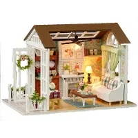 AGA Maison de poupées modèle salon en bois à assembler LED 8008-A