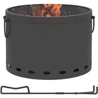 Outsunny Foyer Ø38cm sans fumée Coupe à feu en bois avec tisonnier pare-étincelles