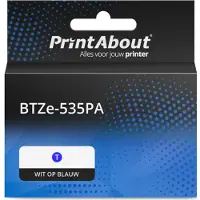 PrintAbout Ruban compatible pour Brother BTZe-535PA - (12 mm) - Blanc sur bleu