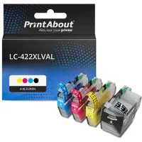 PrintAbout Cartouche compatible pour Brother LC-422XLVAL - 4 couleurs - Grande capacité - Multipack