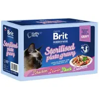 Brit Premium by Nature Cat Delicate Fillets in Gravy Family Plate Sterilised 24x85g mokra karma w sosie dla dorosłych sterylizowanych kotów