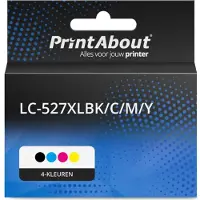 PrintAbout Cartouche compatible pour Brother LC-527XLBK/C/M/Y - 4 couleurs - Grande capacité - Multipack