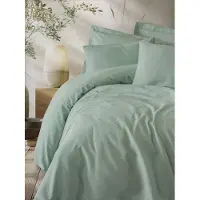 L'essentiel Maison , Plaid - Sage, Ensemble housse de couette double (DE), Sauge, 100 % coton, 200 x 200 cm