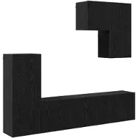 vidaXL Meuble mural TV, 5 pièces, noir, imitation chêne, panneau de particules