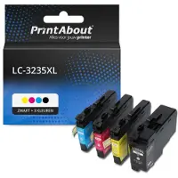 PrintAbout Cartouche compatible pour Brother LC-3235XL - Noir + 3 couleurs - Multipack