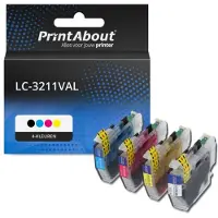 PrintAbout Cartouche compatible pour Brother LC-3211VAL - 4 couleurs - Grande capacité - Multipack