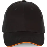 K-Up Pack 24 Casquette avec visière sandwich contrastée - 6 panneaux Black/Orange - K-up KP185 - Taille One Size