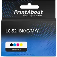 PrintAbout Cartouche compatible pour Brother LC-521BK/C/M/Y - 4 couleurs - Multipack