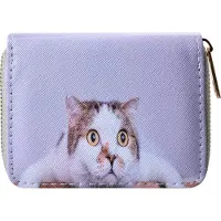Clayre & Eef Portefeuille 11x9 cm Blanc Plastique Chat