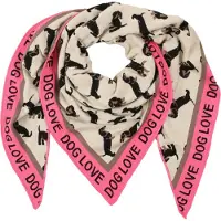 Zwillingsherz Foulard 'Love is Love' beige / marron / framboise / noir