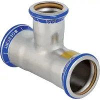 Geberit Raccord en T Mapress en acier inoxydable à section réduite (gaz), DN 32 / 15 / 32, dø 35 mm