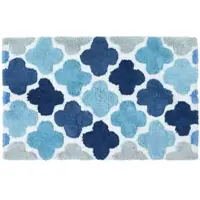 Homescapes Tapis de bain antidérapant en 100% coton dégradé bleu, 50 x 80 cm