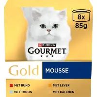 Gourmet Gold Mousse thon foie dinde boeuf pâtée pour chat