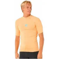 Rip Curl Waves Upf Perf Short Sleeve Rash Guard Orange S Homme