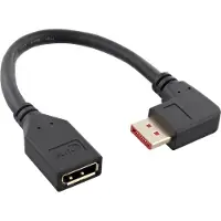 InLine 17159R Câble adaptateur DisplayPort 1.4 ST/BU, 8K4K, anguleux à droite, noir/or, 0,15m