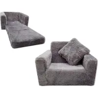Viking Choice Canapé-lit pour enfants et lit d'appoint en un - 100 cm x 36 cm x 25 cm - peluche grise