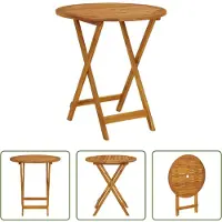 The Living Store Table de jardin pliante 70 cm en bois massif d'acacia