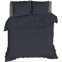 Satin d'or Parure de Lit Satin D'or Satin Rayures Anthracite Satin-260 x 240 cm | Extra Large
