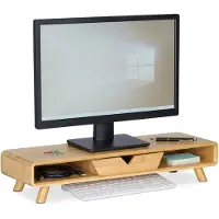Relaxdays support écran, Réhausseur pour moniteur, Marron