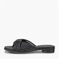 Ecco Sandales plates en cuir Alba sculpté à brides croisées Femme Noir