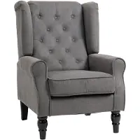 EStore Fauteuil simple avec touffes fauteuil relax simple pieds en bois polyester 2 couleurs 833-695